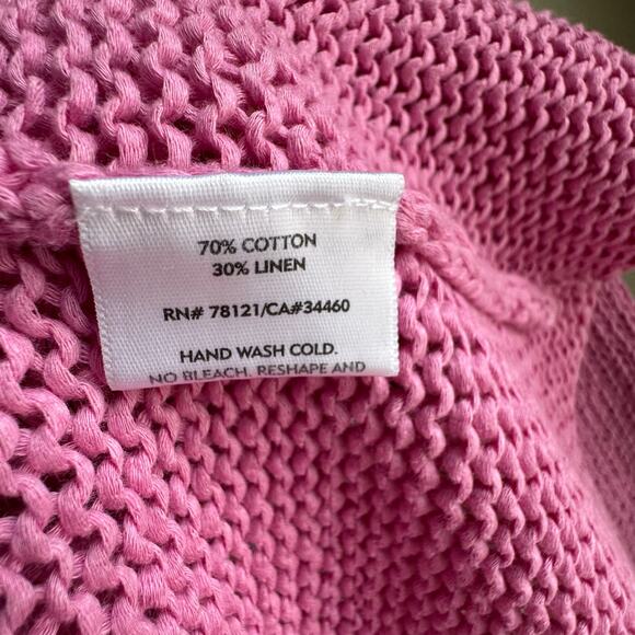 Eileen Fisher Pink Roll Neck Pullover Knit Sweater 3/4 Sleeve Cotton Linen Blend - Picture 4 of 6